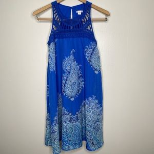 Xhilaration Blue Sleeveless Dress Paisley Accents
